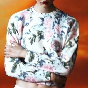 Floral Jacquard Knit Sweater Zara S